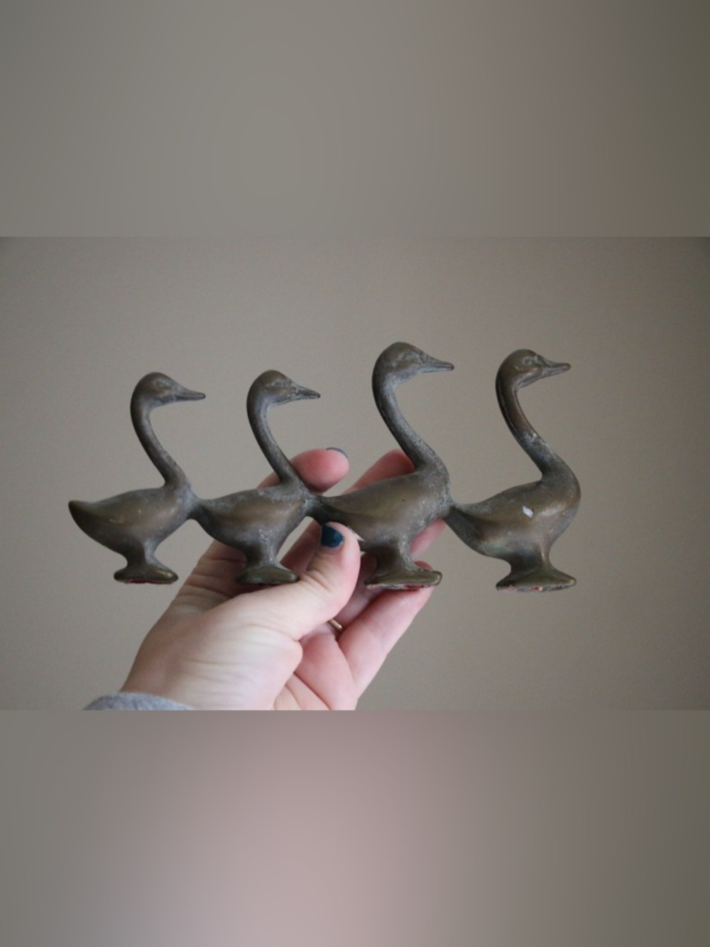 Vintage Brass Duck Figurines Set of 4 - Bronze Tone